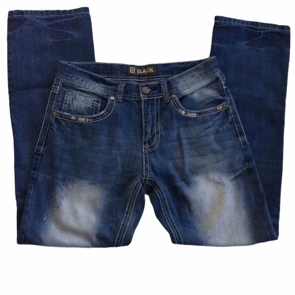 BLACK Low Rise Slim Straight Blue Jeans 30 x 32 - Picture 1 of 13